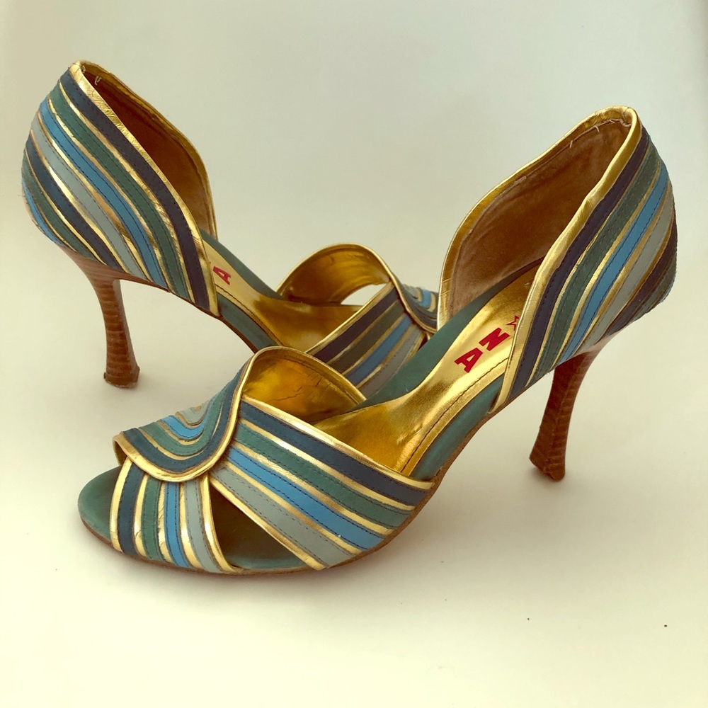 Gold & Aqua Party Heels